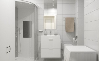 Вариант дизайна ванной комнаты в ЖК «Высший пилотаж 3» от РемСтройПрестиж. Вид 5