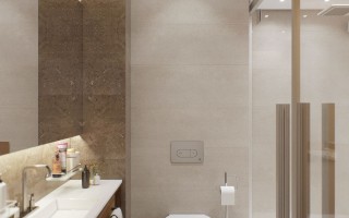 Вариант дизайна ванной комнаты в ЖК «Высший пилотаж 3» от РемСтройПрестиж. Вид 8