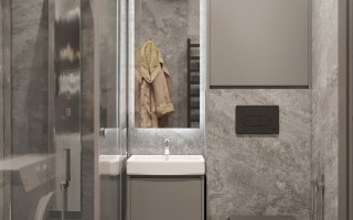 Вариант дизайна ванной комнаты в ЖК «Высший пилотаж 3» от РемСтройПрестиж. Вид 10