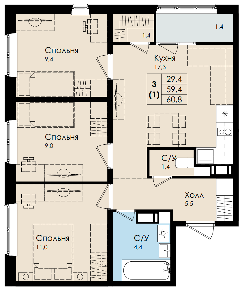 План квартиры №304