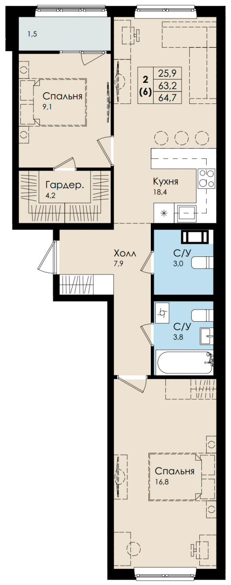 План квартиры №232